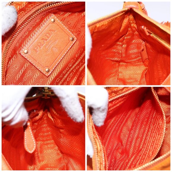 PRADA Accessory Pouch Nylon Orange Gold Auth 139357 - Picture 15 of 16